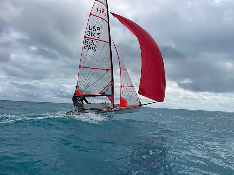 29er skiffs training at speed